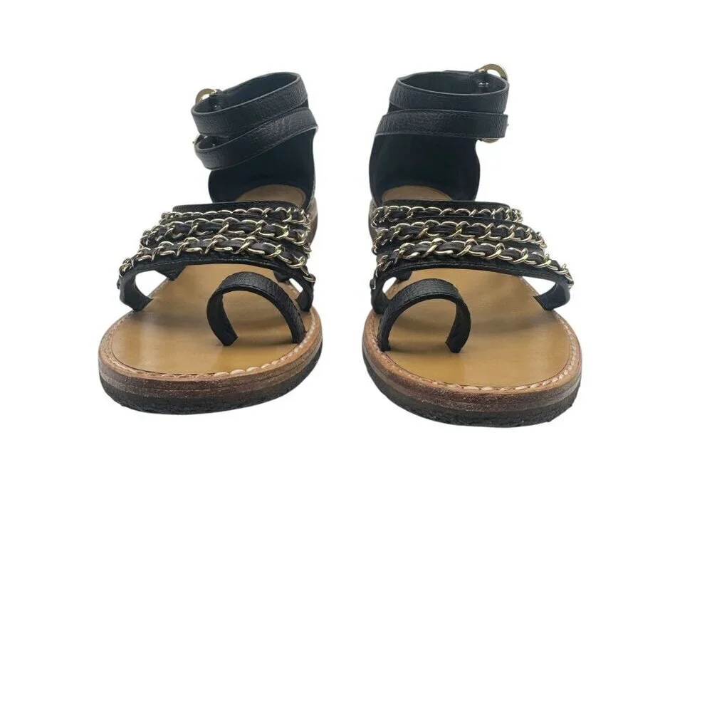 Chanel Sandals SS2016 Karl Lagerfeld  Black Chain Strap EU 37C